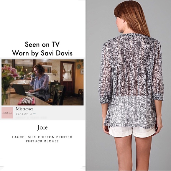 Joie Pure Silk Chiffon Top Black White Raindrop - Picture 5 of 11